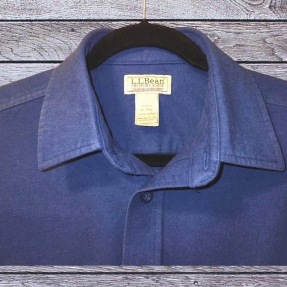 L.L. Bean Chamois Shirt Mens Large Tall Royal Blue New Without Tag All Cotton - Picture 3 of 6